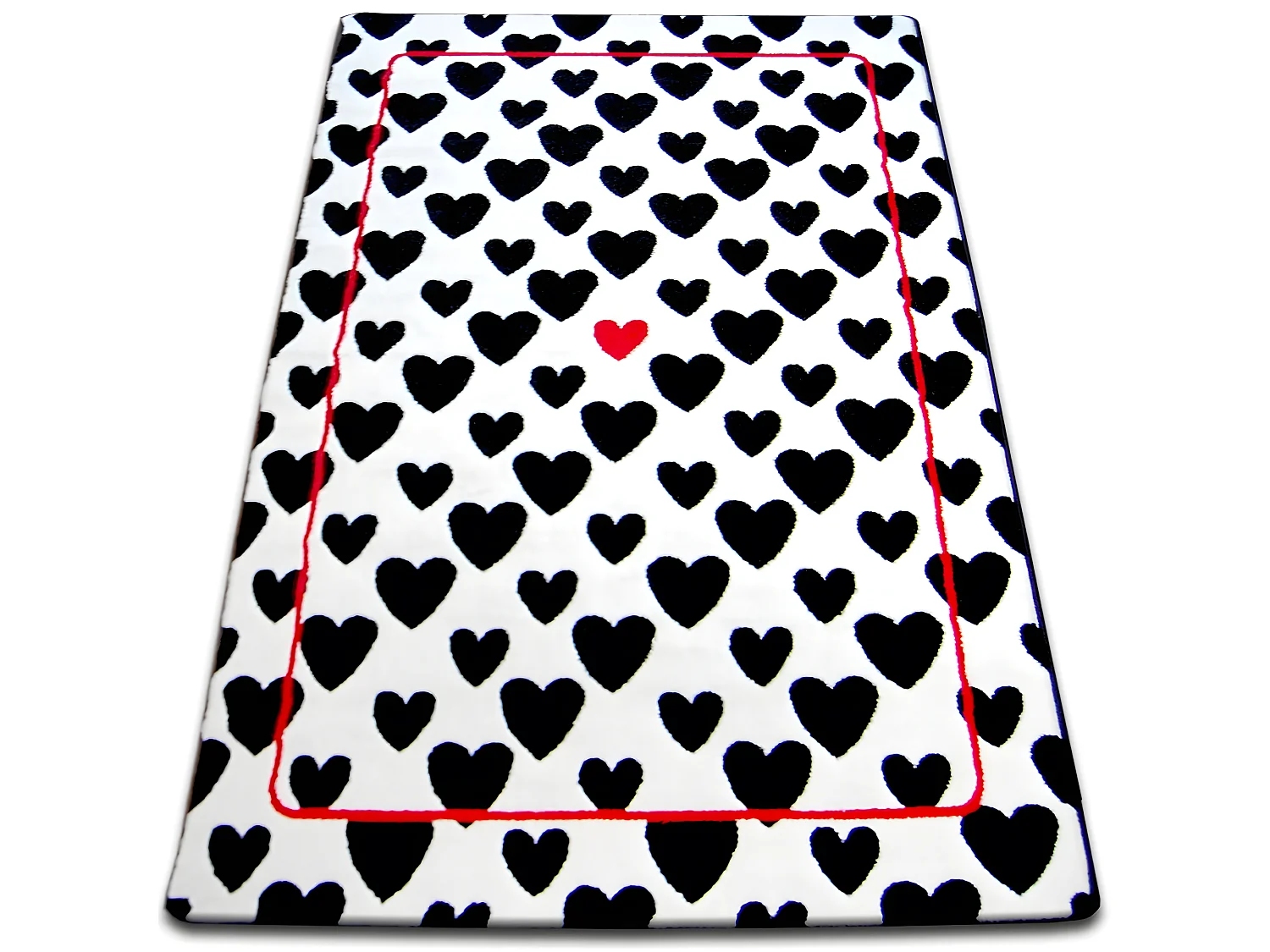 Tapijt SKETCH - F755 room/zwart - Hartjes  200x290 cm