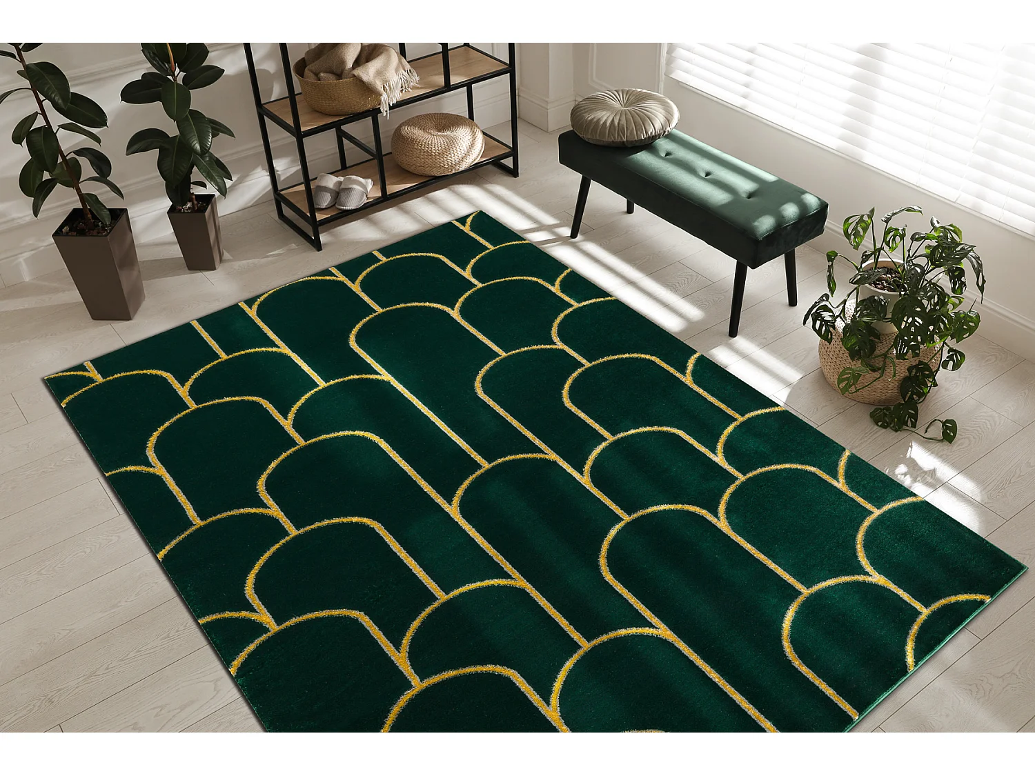 Tapis EMERALD exclusif 1021 glamour, élégant art deco, bouteille ver 120x170 cm