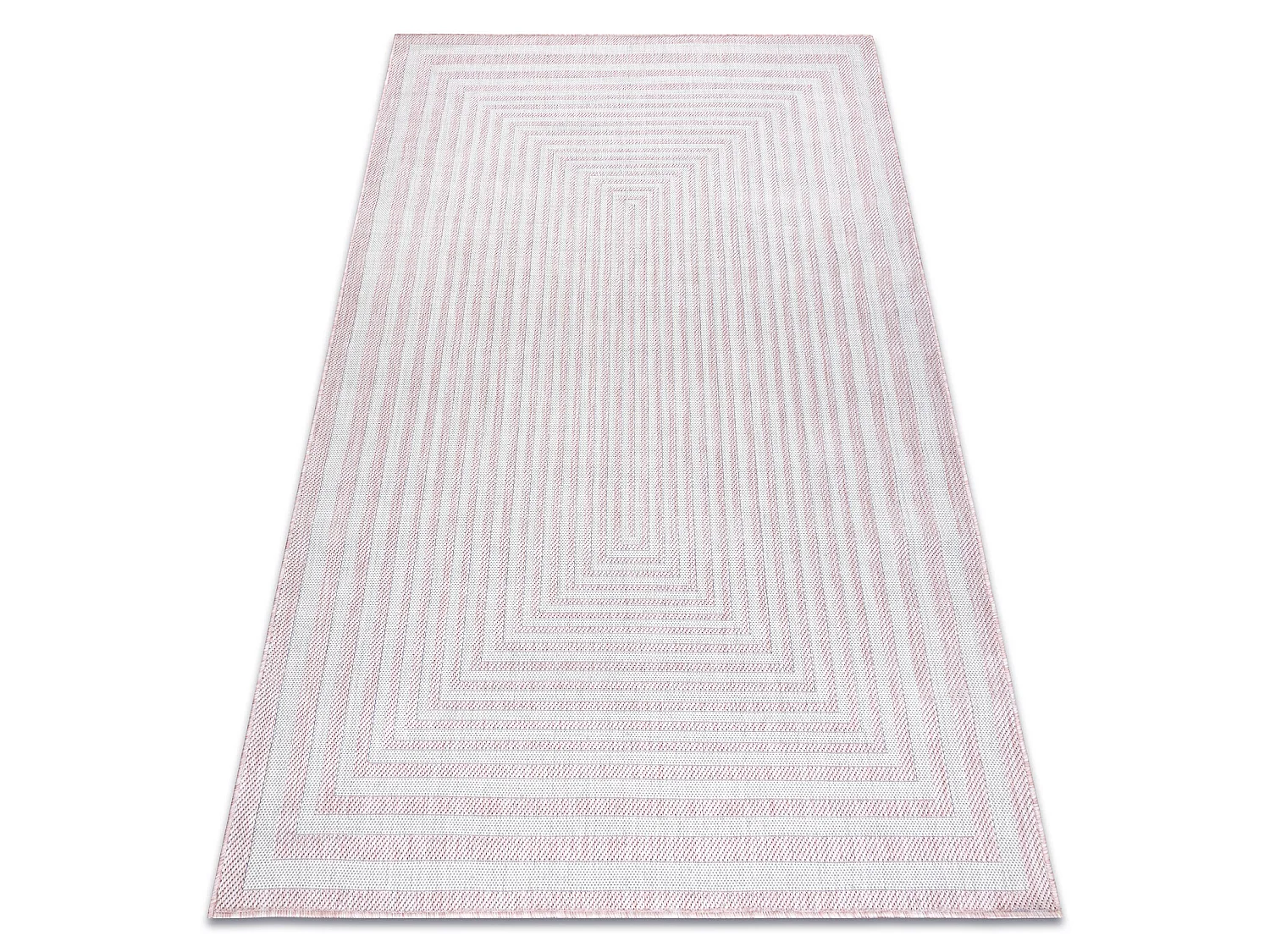 Tapis SIZAL SION labyrinthe 22376 tissé à plat rose / ecru 200x290 cm