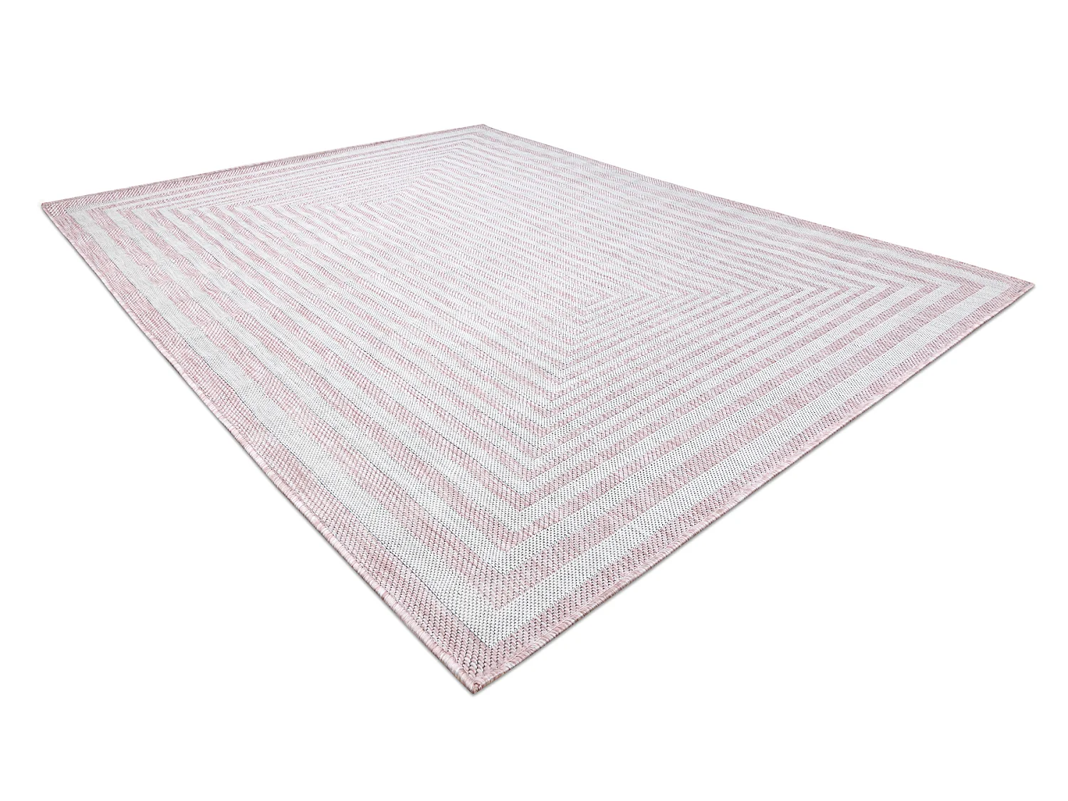 Tapis SIZAL SION labyrinthe 22376 tissé à plat rose / ecru 200x290 cm