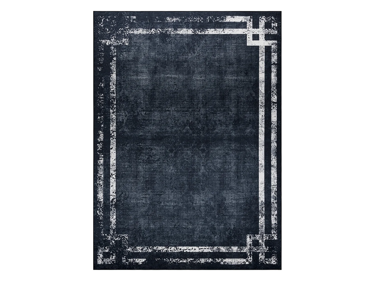 ANDRE 1486 tapijt wasbaar Kader vintage antislip - zwart / witrand 80x150 cm