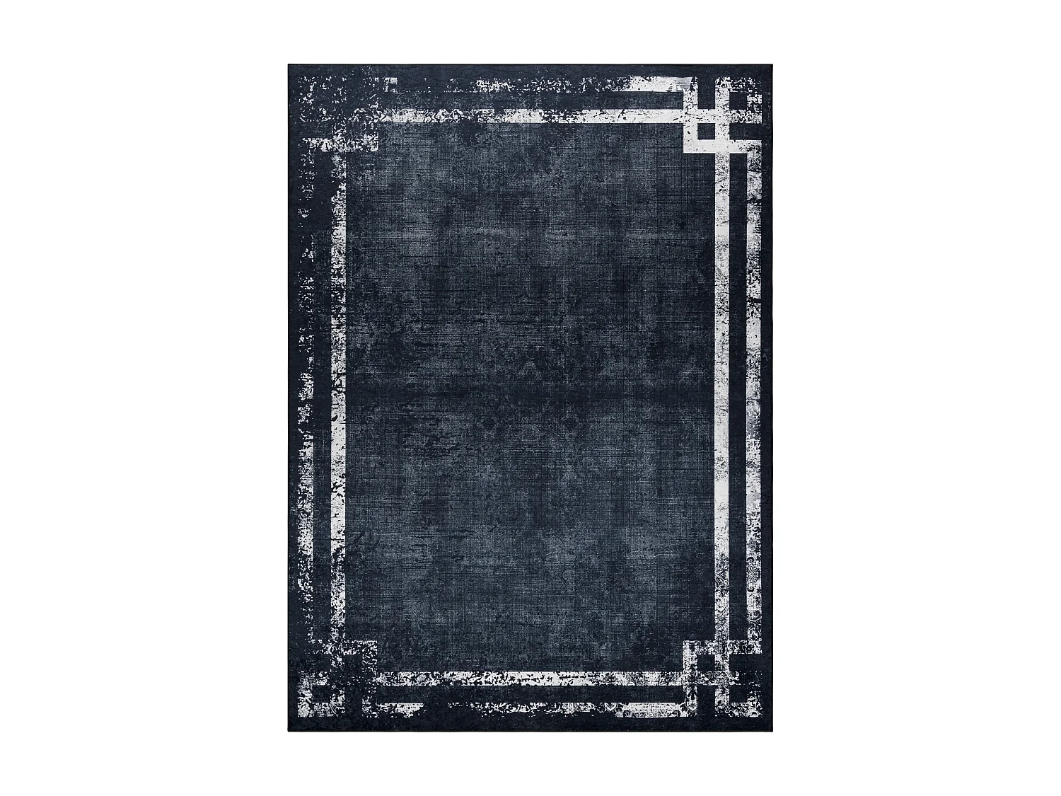 Tapis lavable ANDRE 1486 marbre vintage antidérapant - noir et blanc 80x150 cm