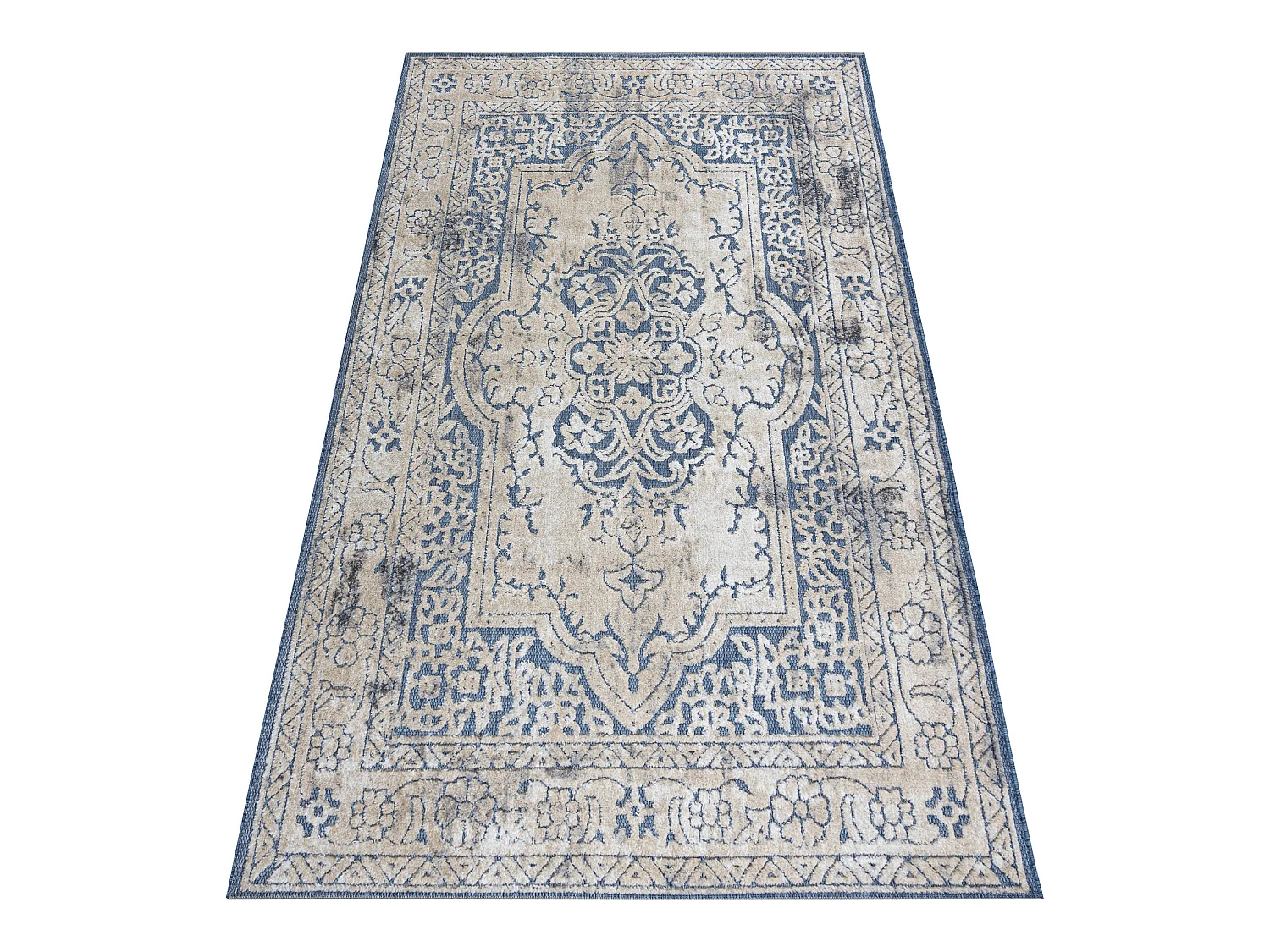 Alfombra Structural SOLE D3871 - Ornamento, marco Tejido plano azul /  80x150 cm