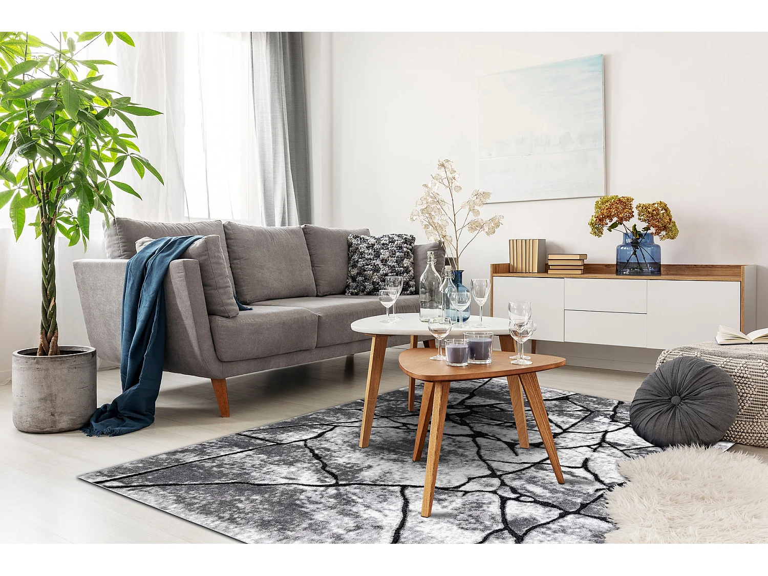 Tapis moderne COZY 8873 Cracks, béton fissuré - Structural deux nive 120x170 cm