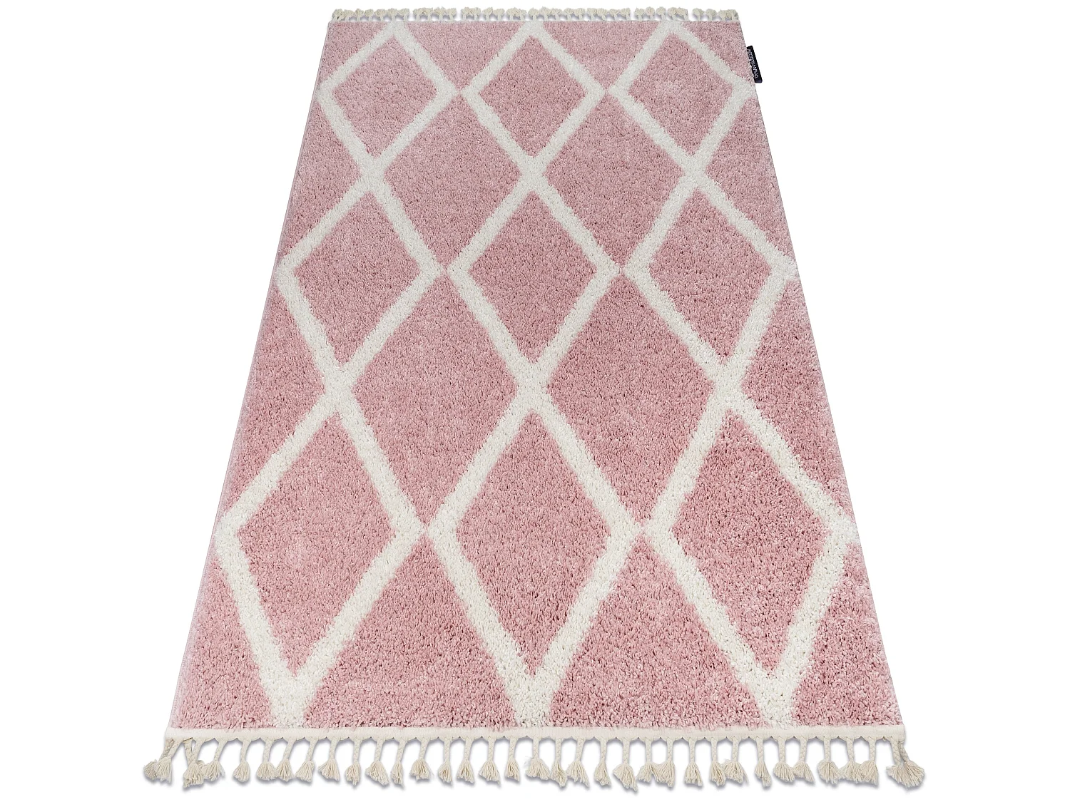 Tapis BERBER TROIK A0010 rose et blanc Franges berbère marocain shagg 200x290 cm