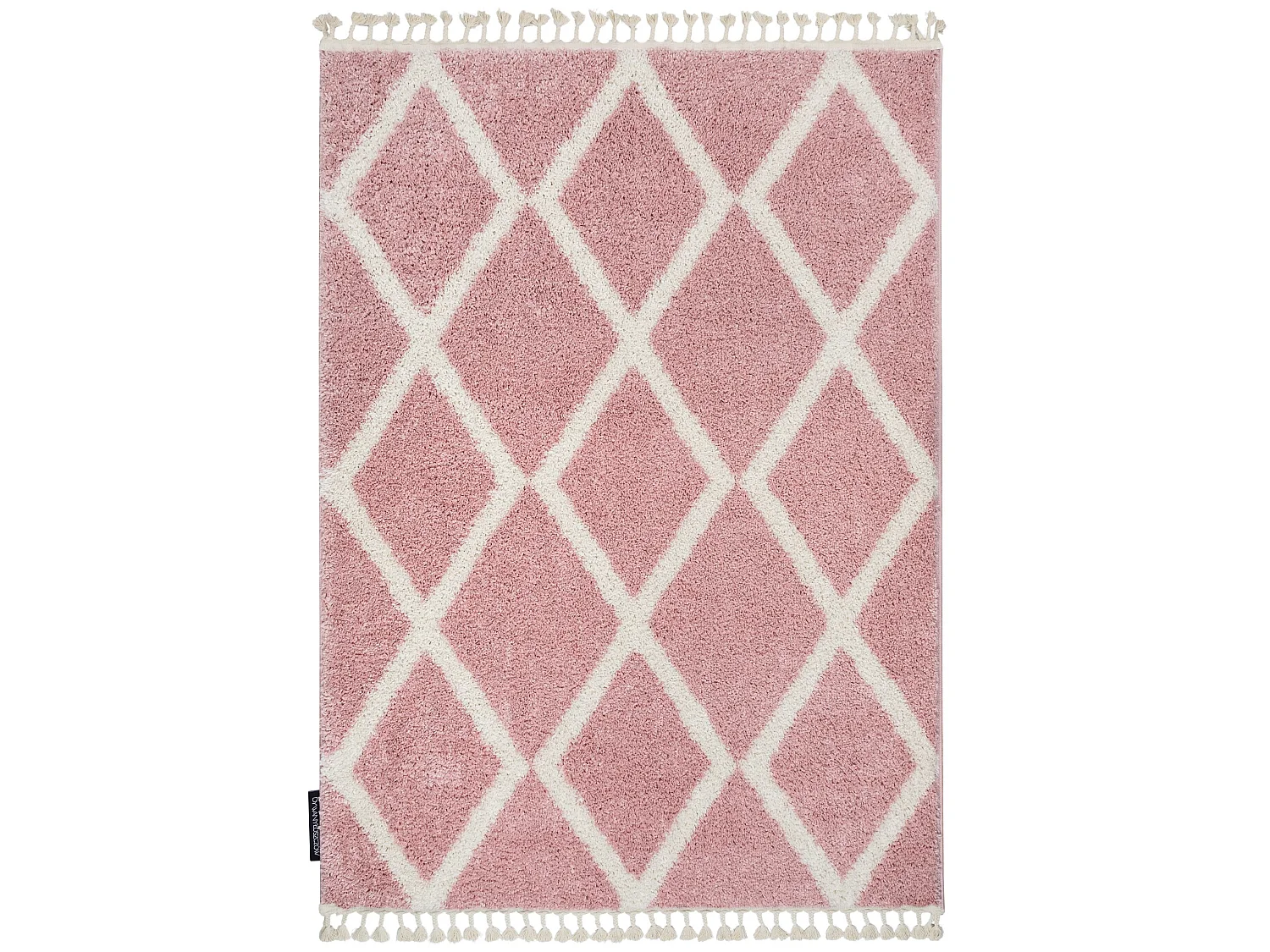 Tapis BERBER TROIK A0010 rose et blanc Franges berbère marocain shagg 200x290 cm