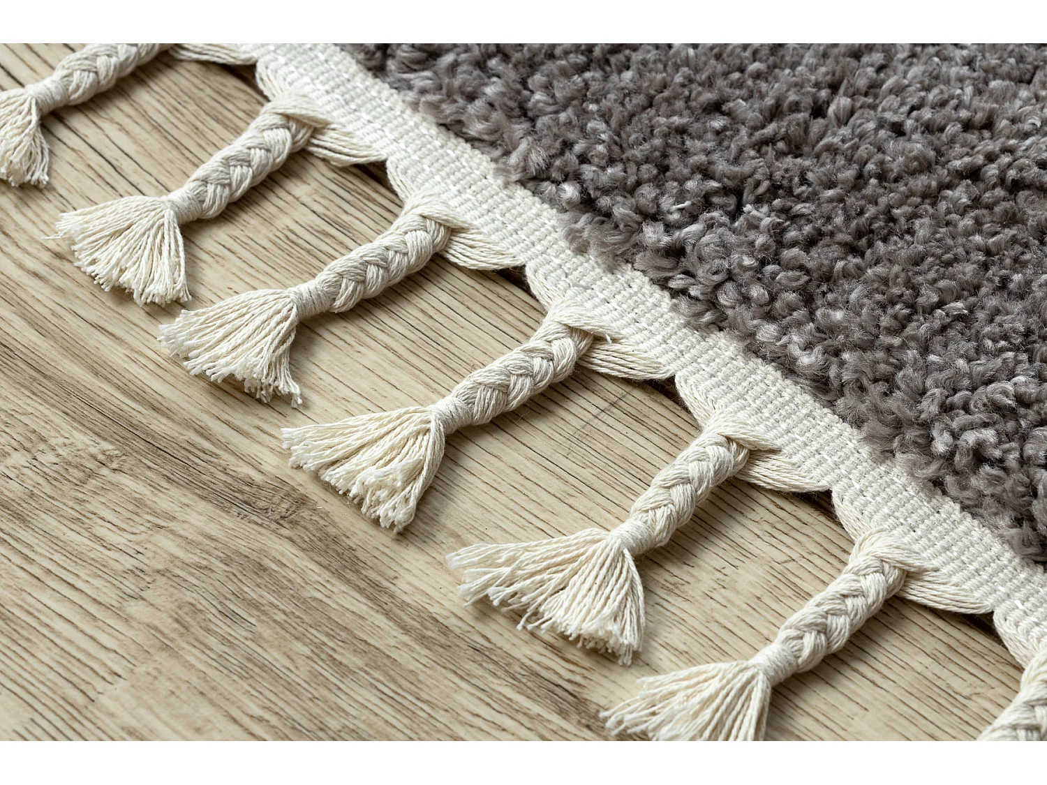 Tapete BERBER 9000 castanho Franjas berbere marroquino shaggy 200x290 cm