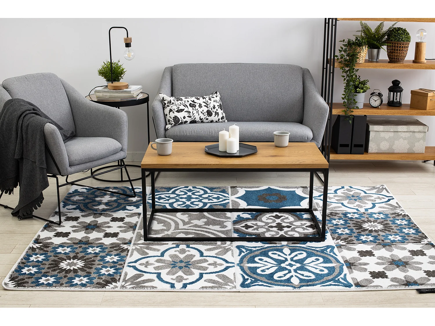 Tapijt ALTER Porto Bloemen , blauw 200x290 cm