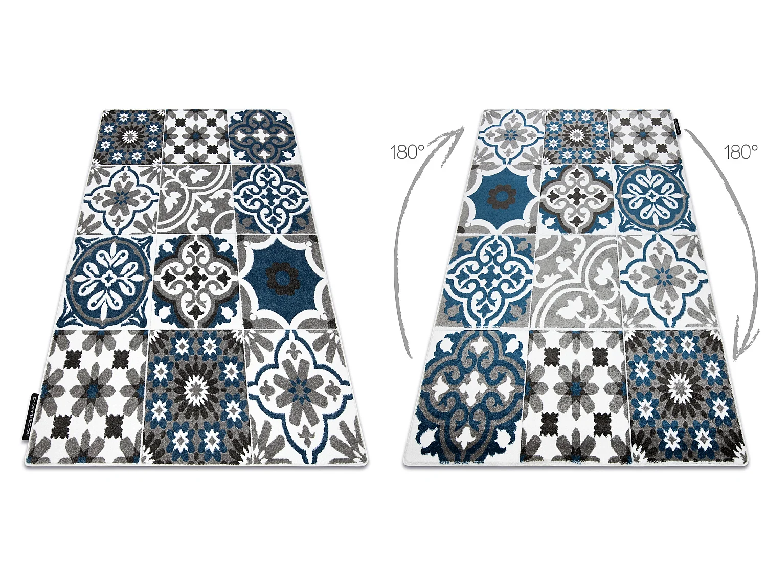 Tapis ALTER Porto fleurs bleu 200x290 cm