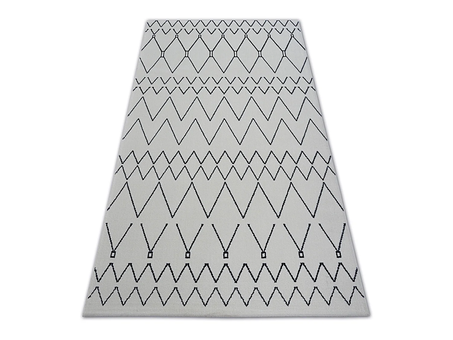 Tapijt SENSE Micro 81249 ZIGZAG , ETNO wit/blauw 160x230 cm