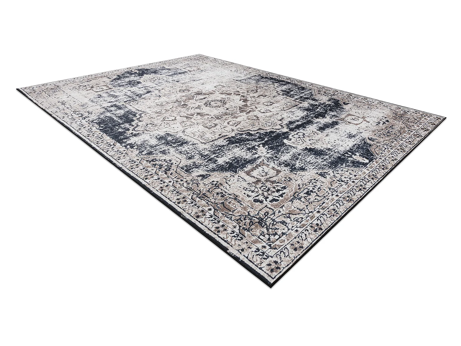 ANDRE 1090 Waschteppich Ornament, vintage Anti-Rutsch - beige 80x150 cm