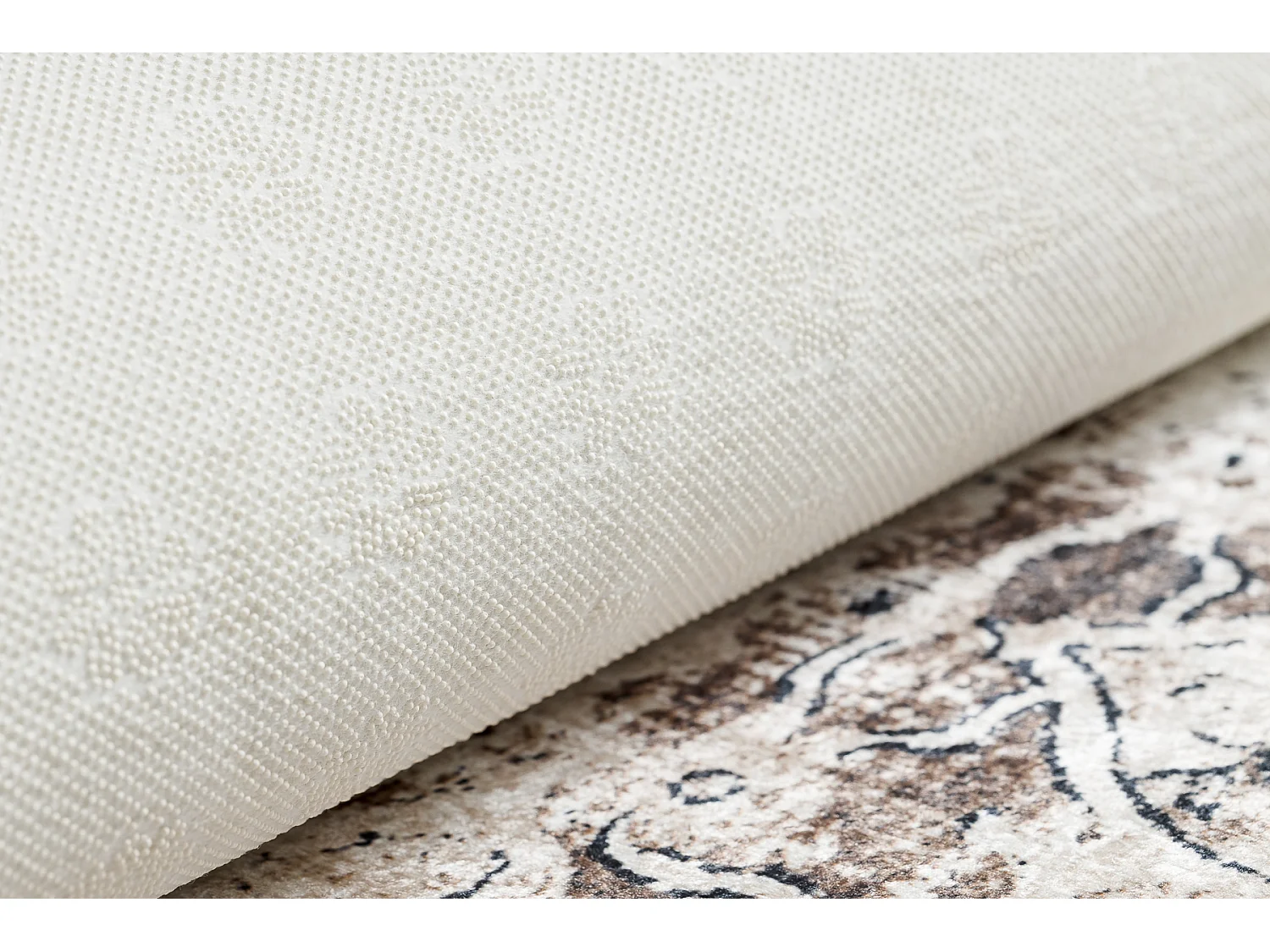 ANDRE 1090 Waschteppich Ornament, vintage Anti-Rutsch - beige 80x150 cm