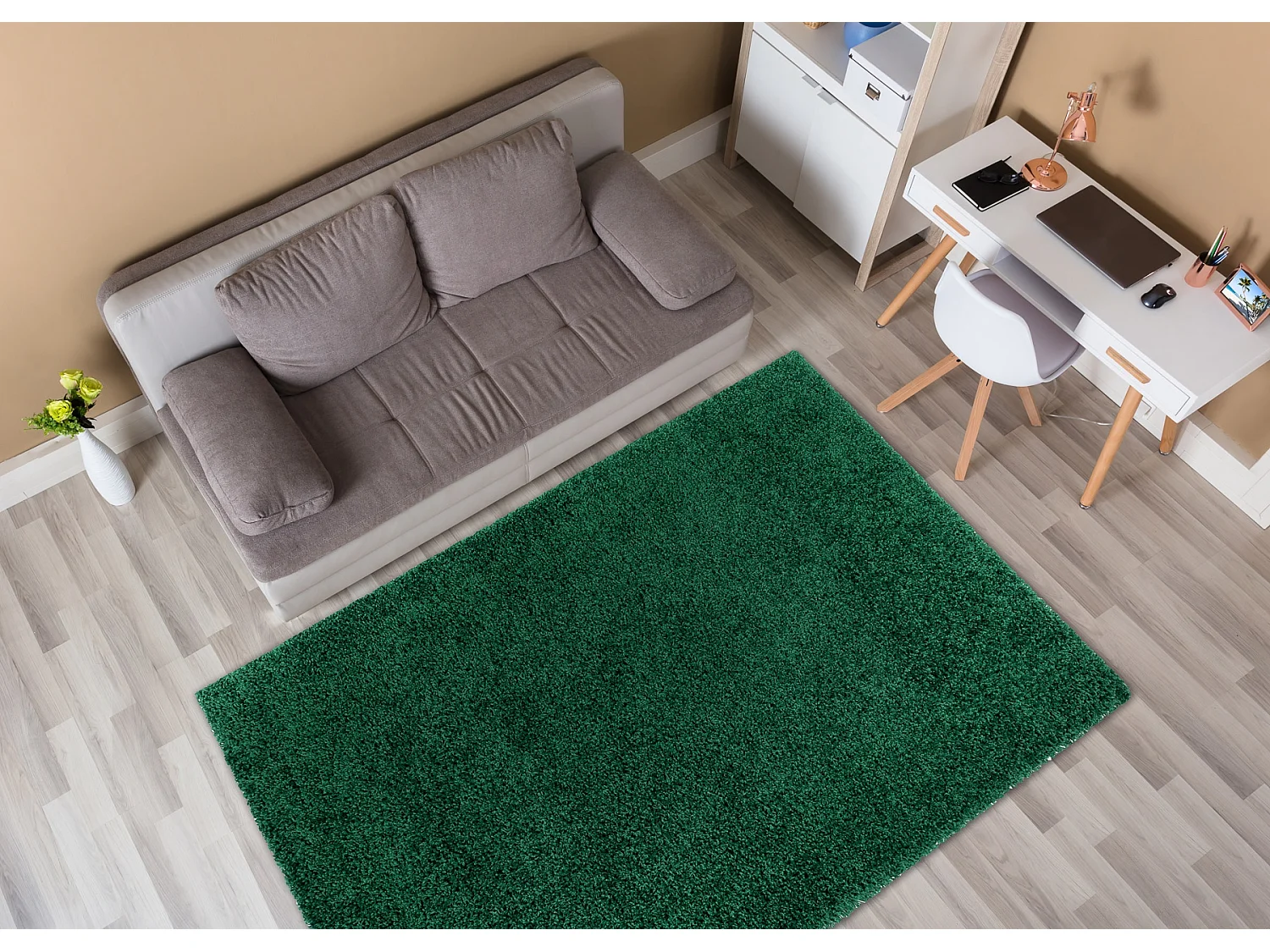 Tapis SOFFI shaggy 5cm bouteille verte 120x170 cm
