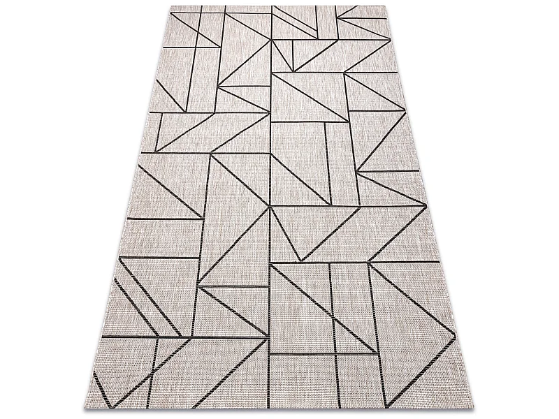 Sisal tapijt SISAL FLOORLUX 20605 zilver / ZWART Driehoek, GEOMETRISCH 140x200 cm