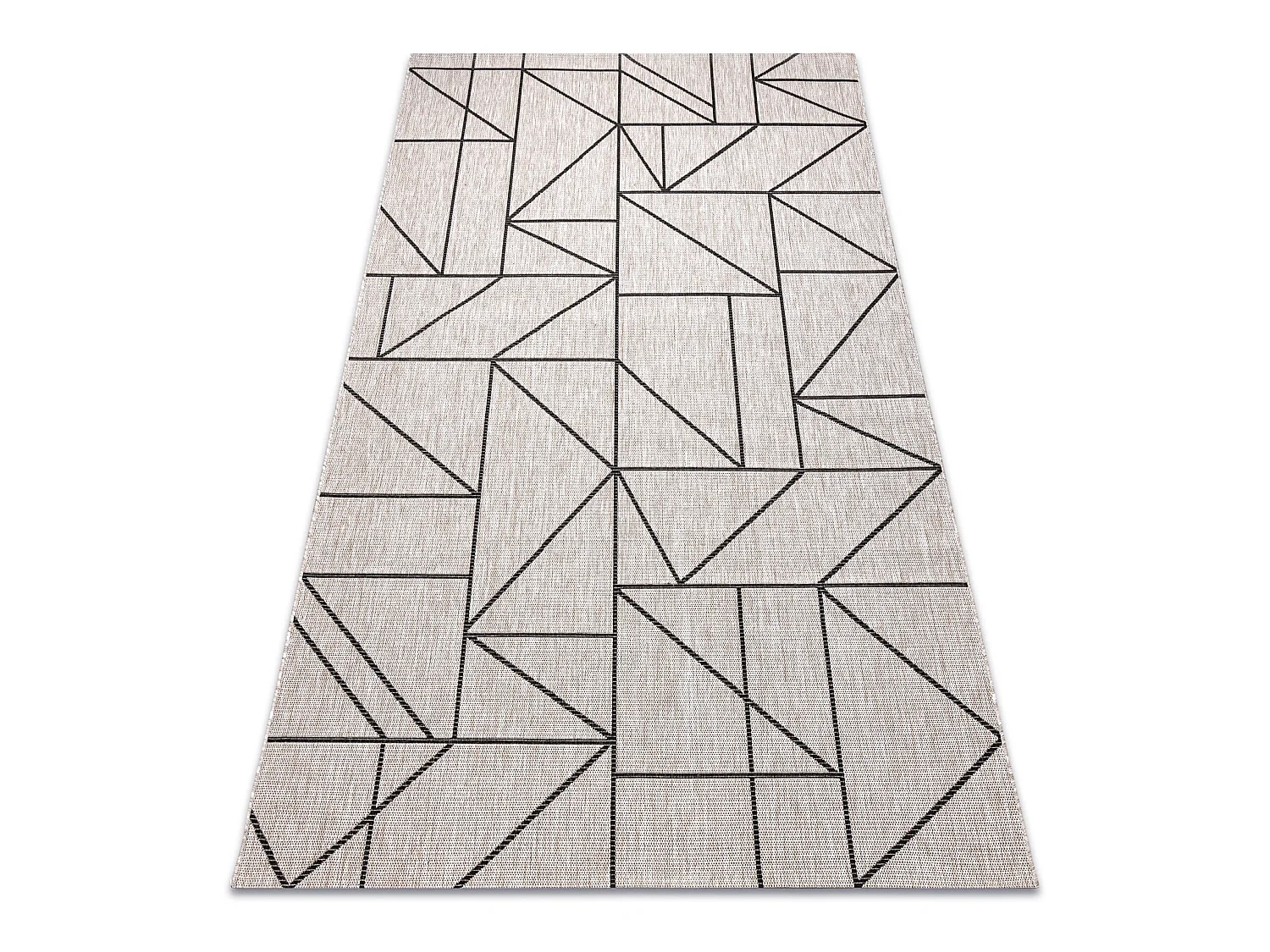 TAPIS EN CORDE SIZAL FLOORLUX 20605 argentin / noir / beige TRIANGLES, 140x200 cm
