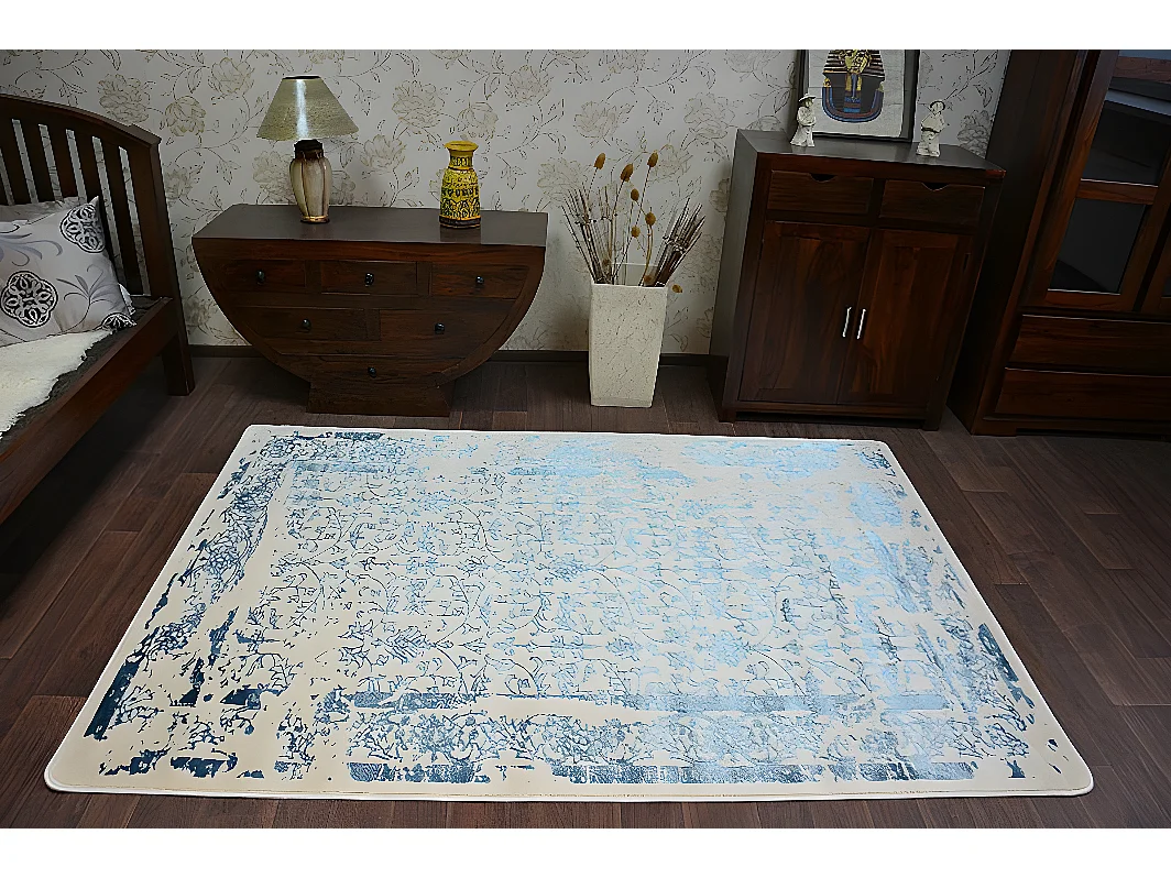 Tapijt ACRYL MANYAS 0920 Ivoor/Blauw 80x150 cm