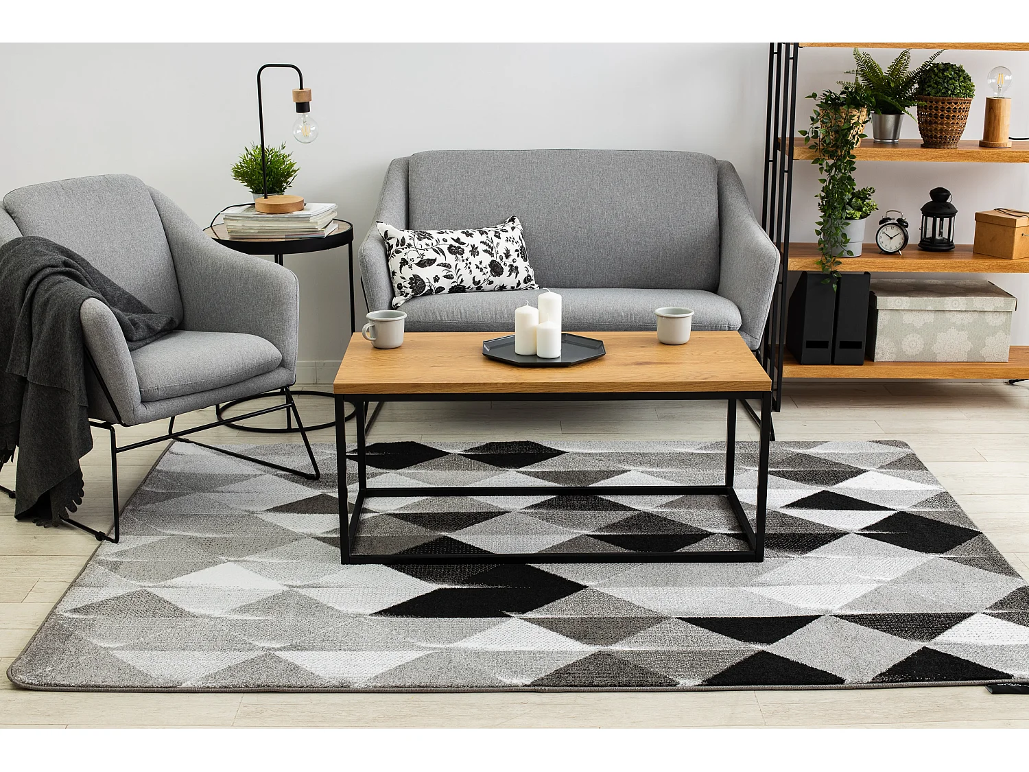 Tapis INTERO PLATIN 3D Triangles gris 120x170 cm