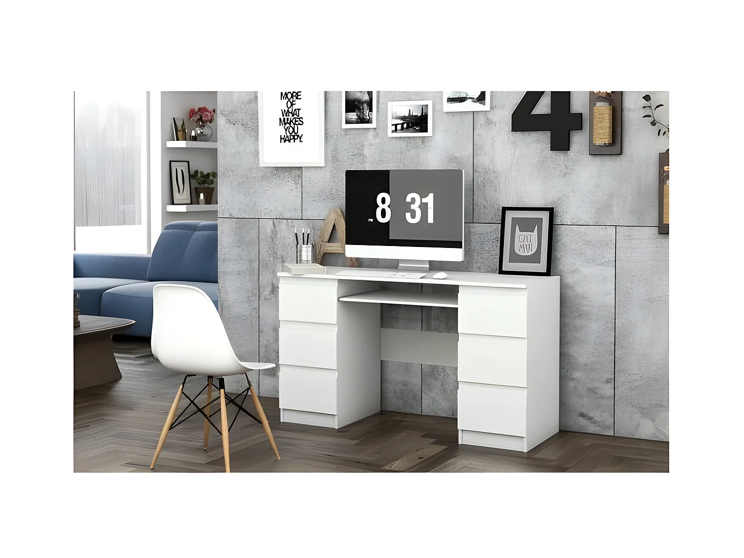 Schreibtisch Kuba | Farbe: Mattweiß | Ideal für Büro, Arbeitszimmer, Kinder- und Jugendzimmer | Funktionaler Schreibtisch für Computer, Laptop | Einfache Montage