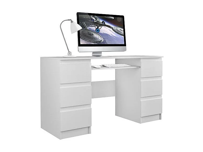 BARI | Bureau informatique d'ordinateur | Travail Gaming Office | 6 Tiroirs + Support clavier coulissant | Mobilier moderne bureau