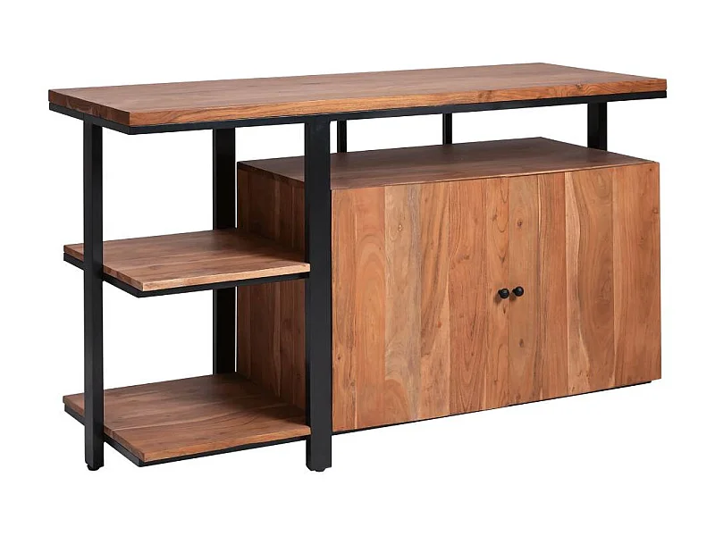 Mueble de baño de madera de acacia y metal Jacob con almacenamiento - Estilo industrial