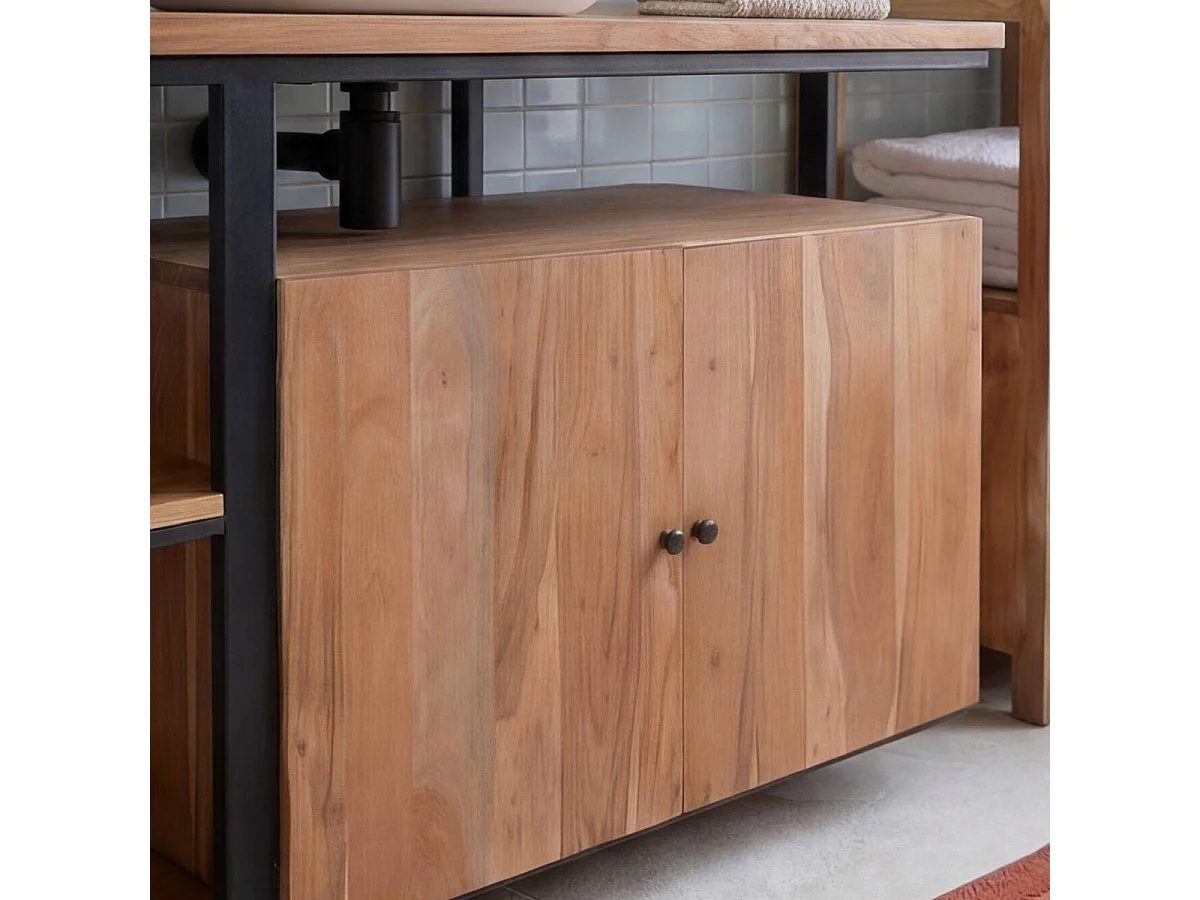 Meuble sous vasque en bois d'acacia et métal Jacob