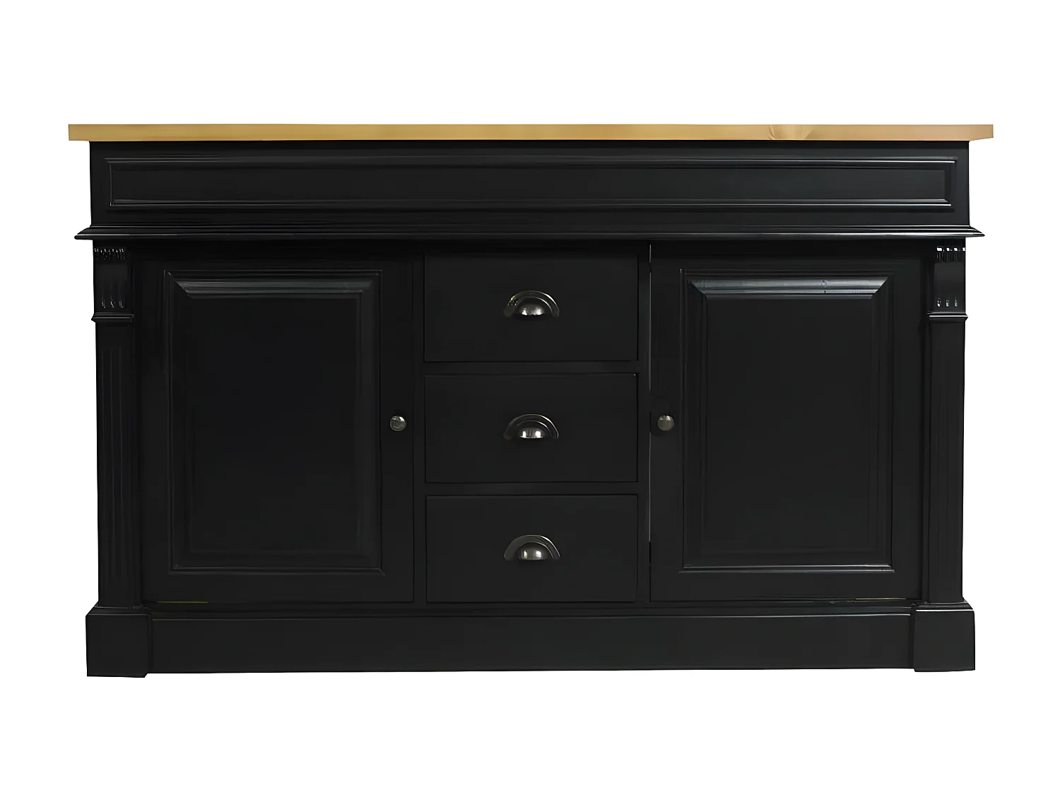 Meuble sous vasque en pin massif noir 150 cm Manel