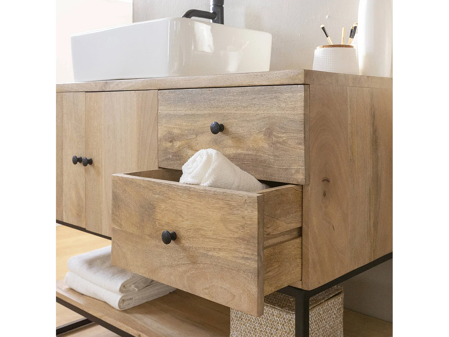 Meuble sous vasque en bois de manguier Miguel