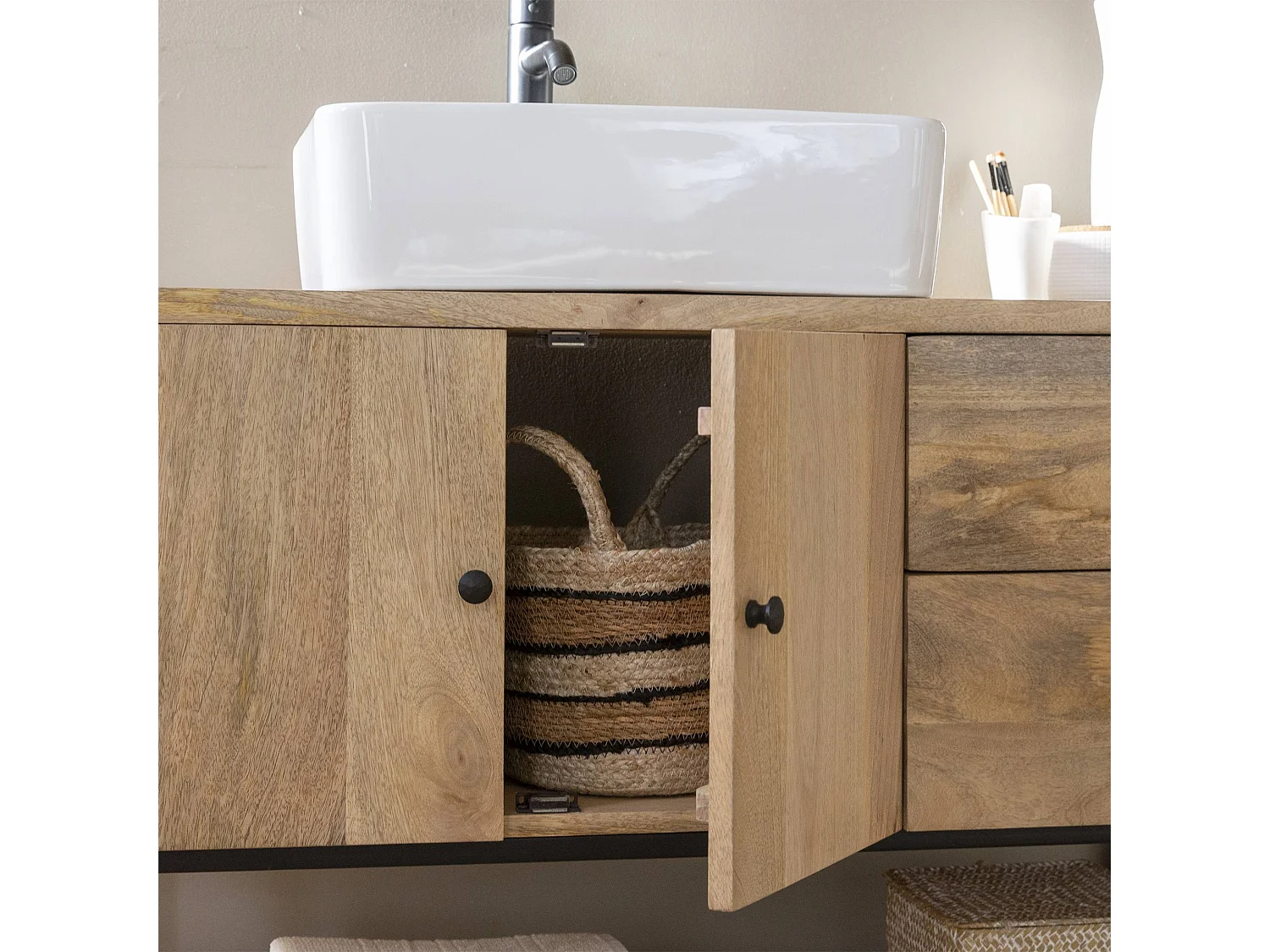 Meuble sous vasque en bois de manguier Miguel