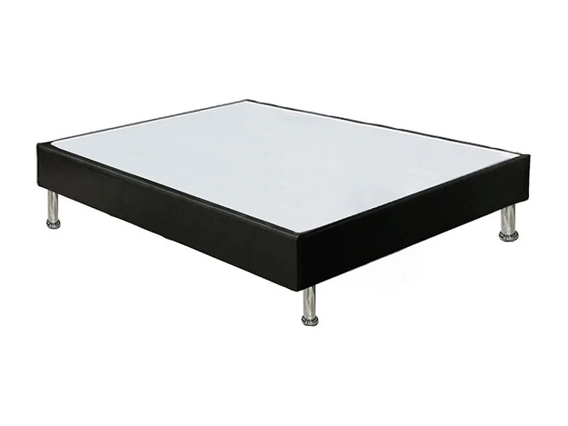 Sommier tapissier 160x200 cm en simili noir et pieds métal - REMIMOS