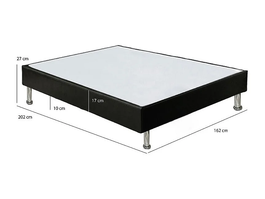 Sommier tapissier 160x200 cm en simili noir et pieds métal - REMIMOS