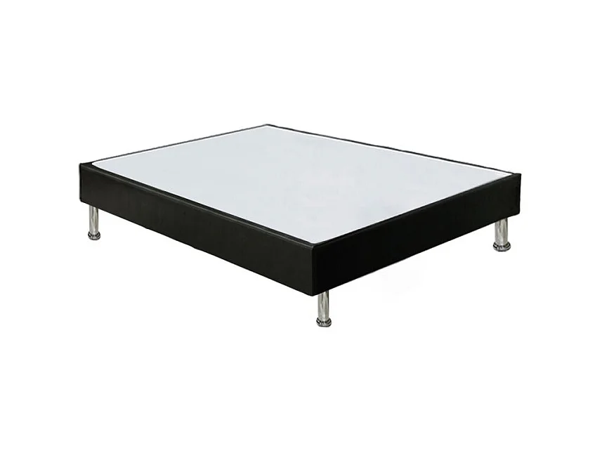 Sommier tapissier 160x200 cm en simili noir et pieds métal - REMIMOS