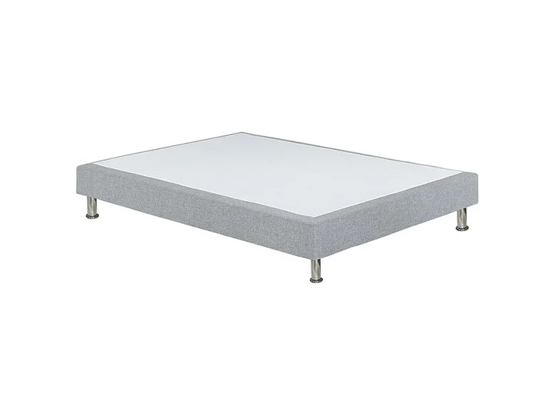 Sommier tapissier 160x200 cm en tissu gris et pieds métal - REMIMOS