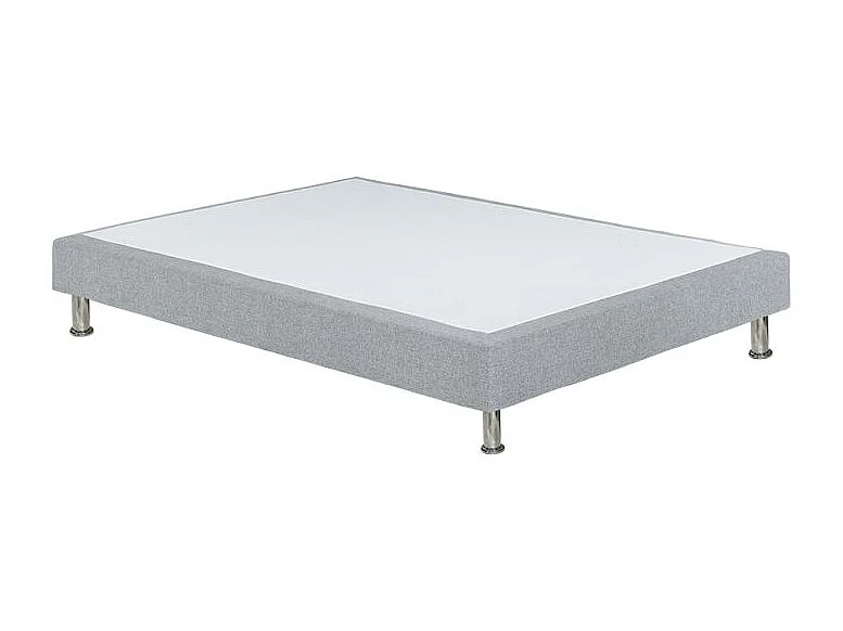 Sommier tapissier 90x190 cm en tissu gris et pieds métal - REMIMOS