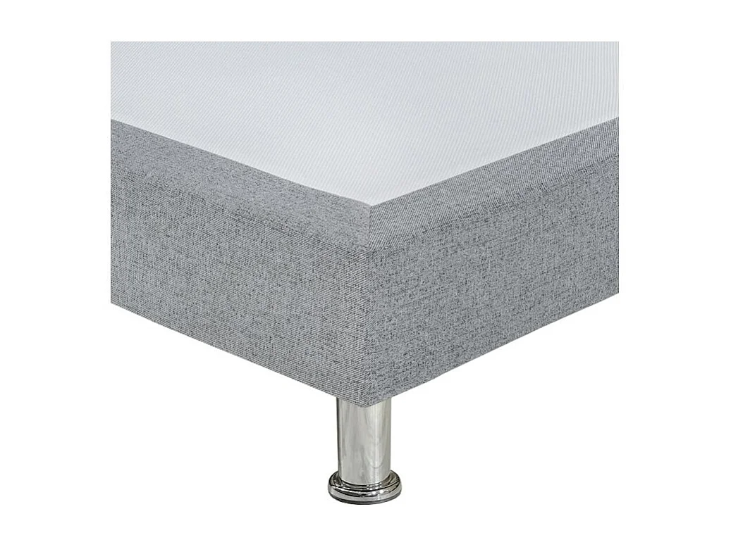 Sommier tapissier 90x190 cm en tissu gris et pieds métal - REMIMOS