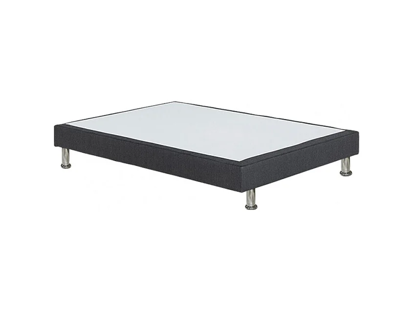 Sommier tapissier 160x200 cm en tissu gris foncé pieds métal - REMIMOS
