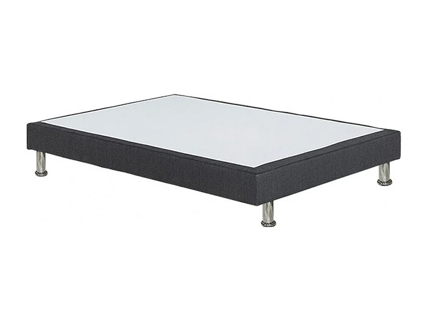 Sommier tapissier 160x200 cm en tissu gris foncé pieds métal - REMIMOS