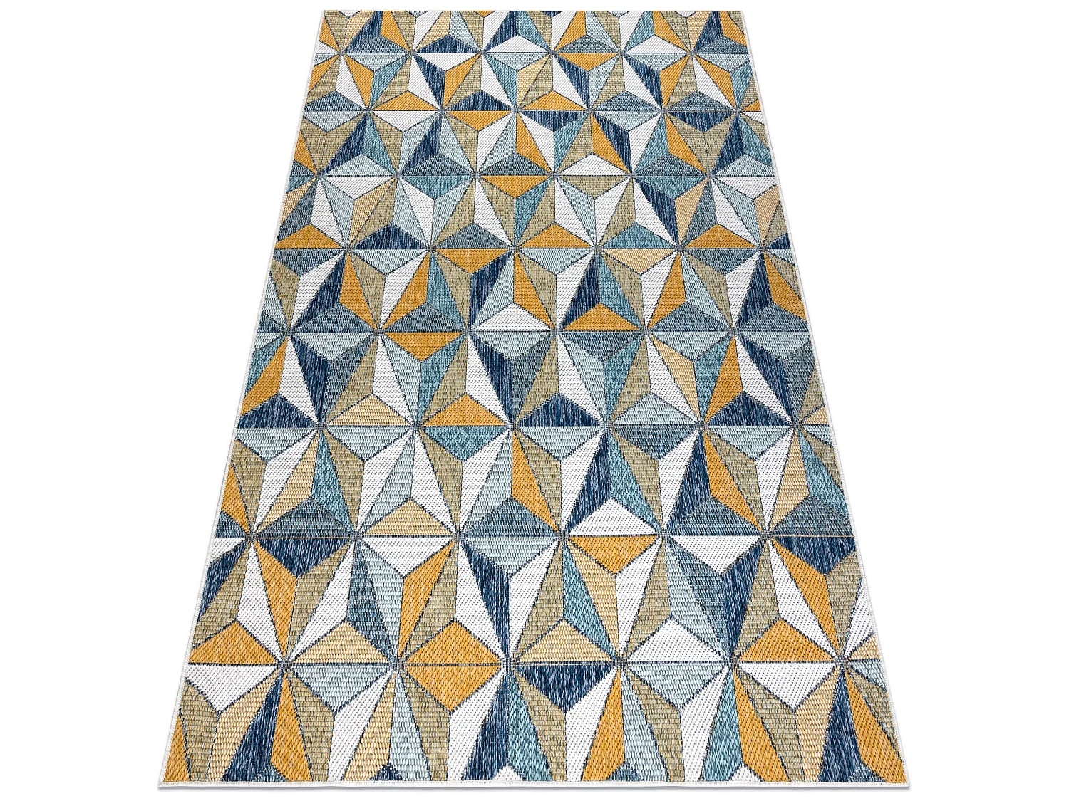 Sisal tapijt SISAL COOPER Mozaiek, Drieho 22222 ecru / marineblauw 140x190 cm