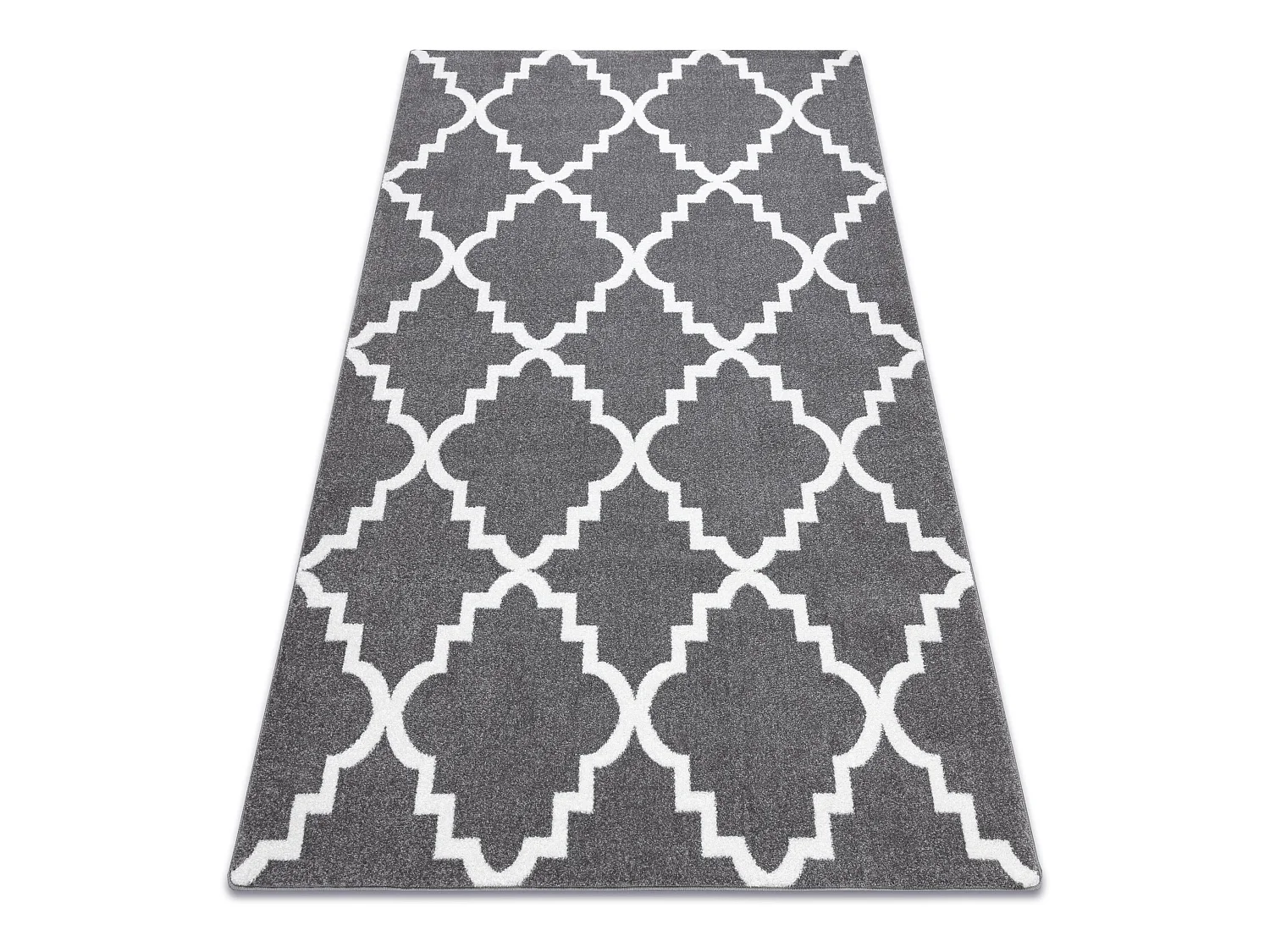 Tapis SKETCH - F343 gris et blanc trèfle marocain trellis 200x290 cm
