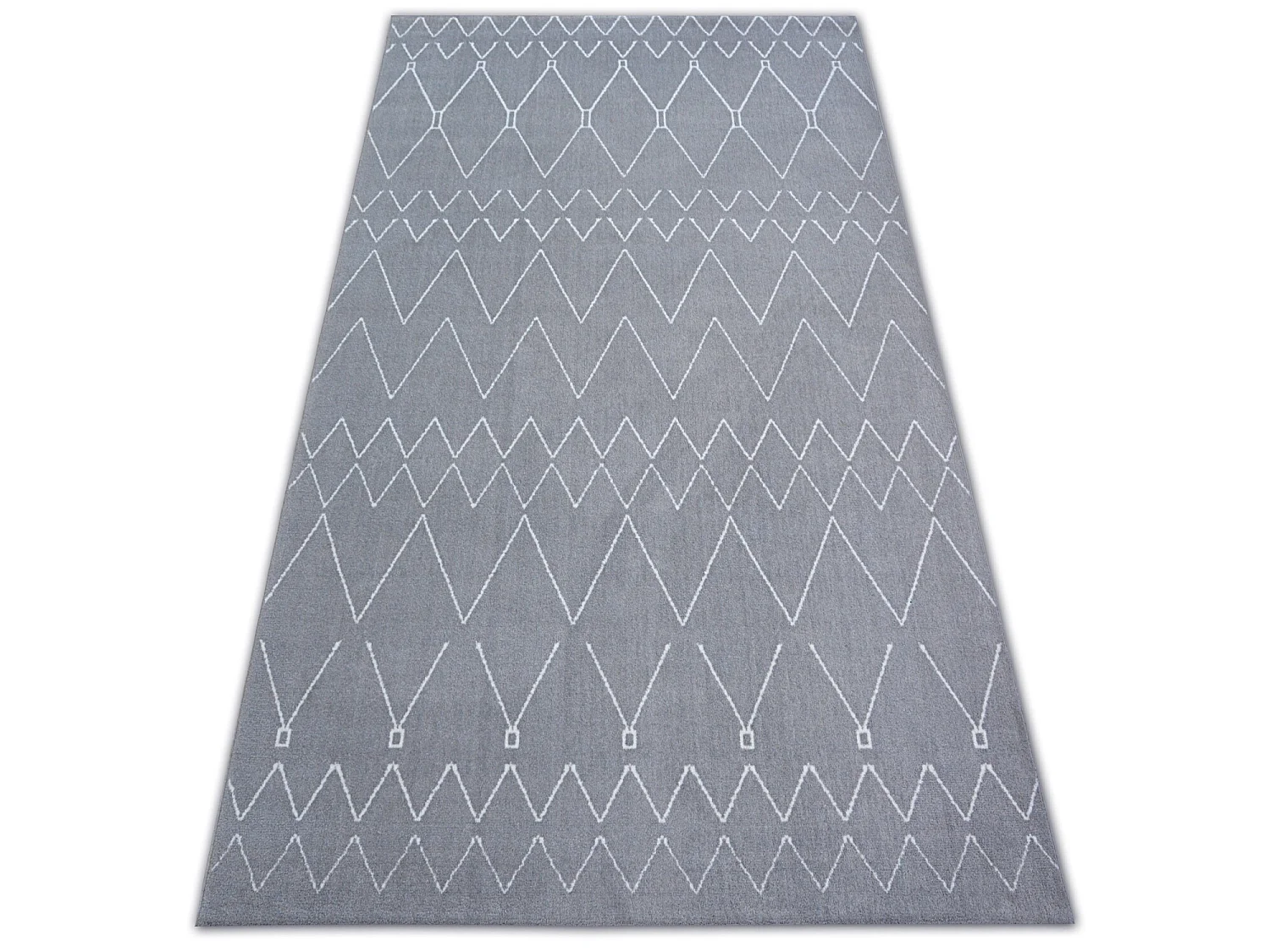 Tapijt SENSE Micro 81249 ZIGZAG , ETNO zilver/wit 120x170 cm