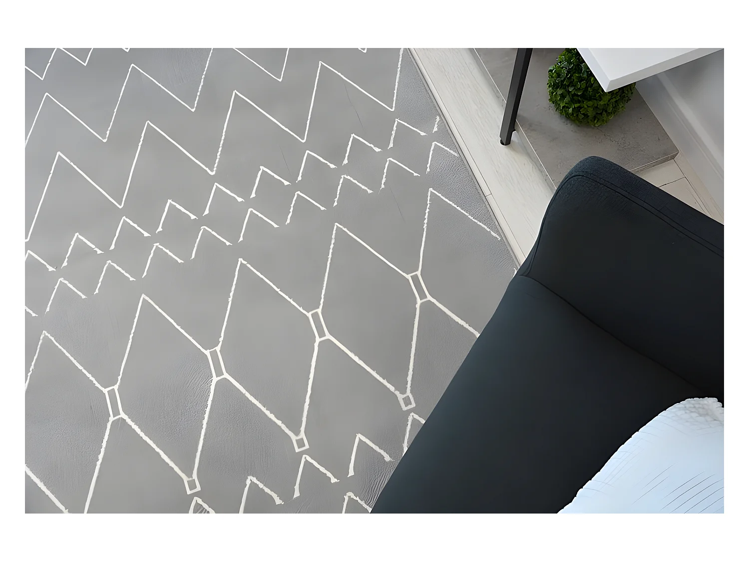 Tapis SENSE Micro 81249 ZIGZAG ETNO argentin/blanc 120x170 cm