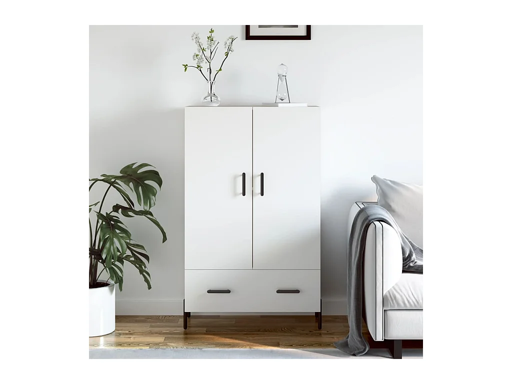 Buffet haut blanc 69,5x31x115 cm bois d'ingénierie QWE44443