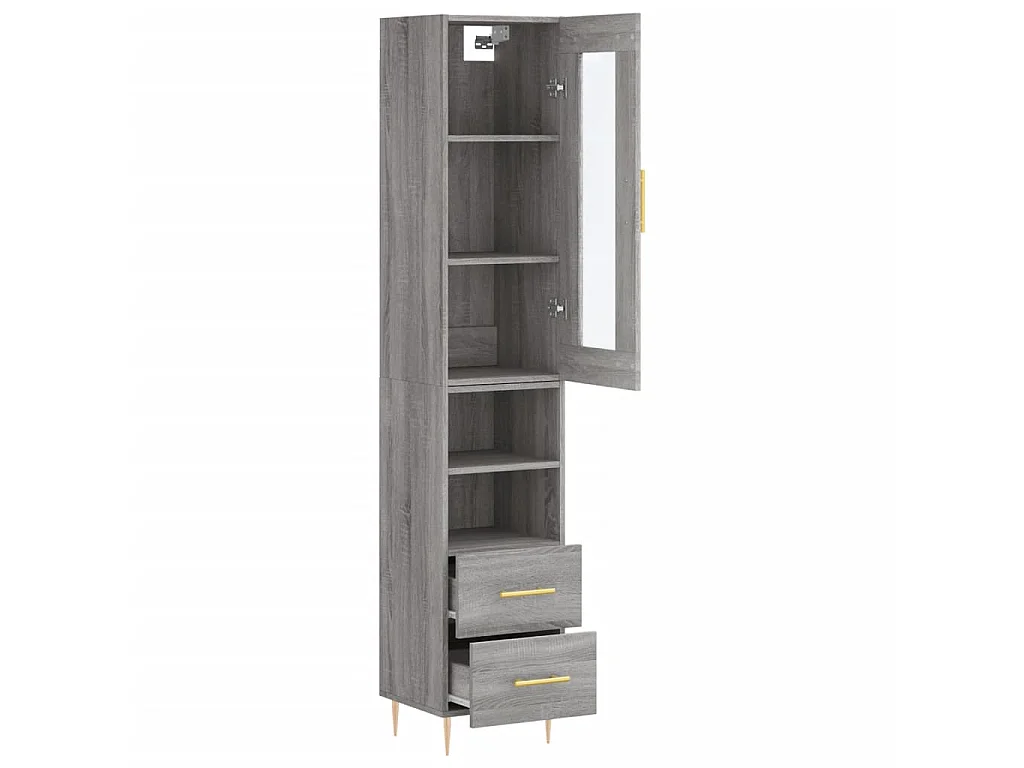 Highboard,Kommode Grau Sonoma 34,5x34x180 cm Holzwerkstoff -gkd665911