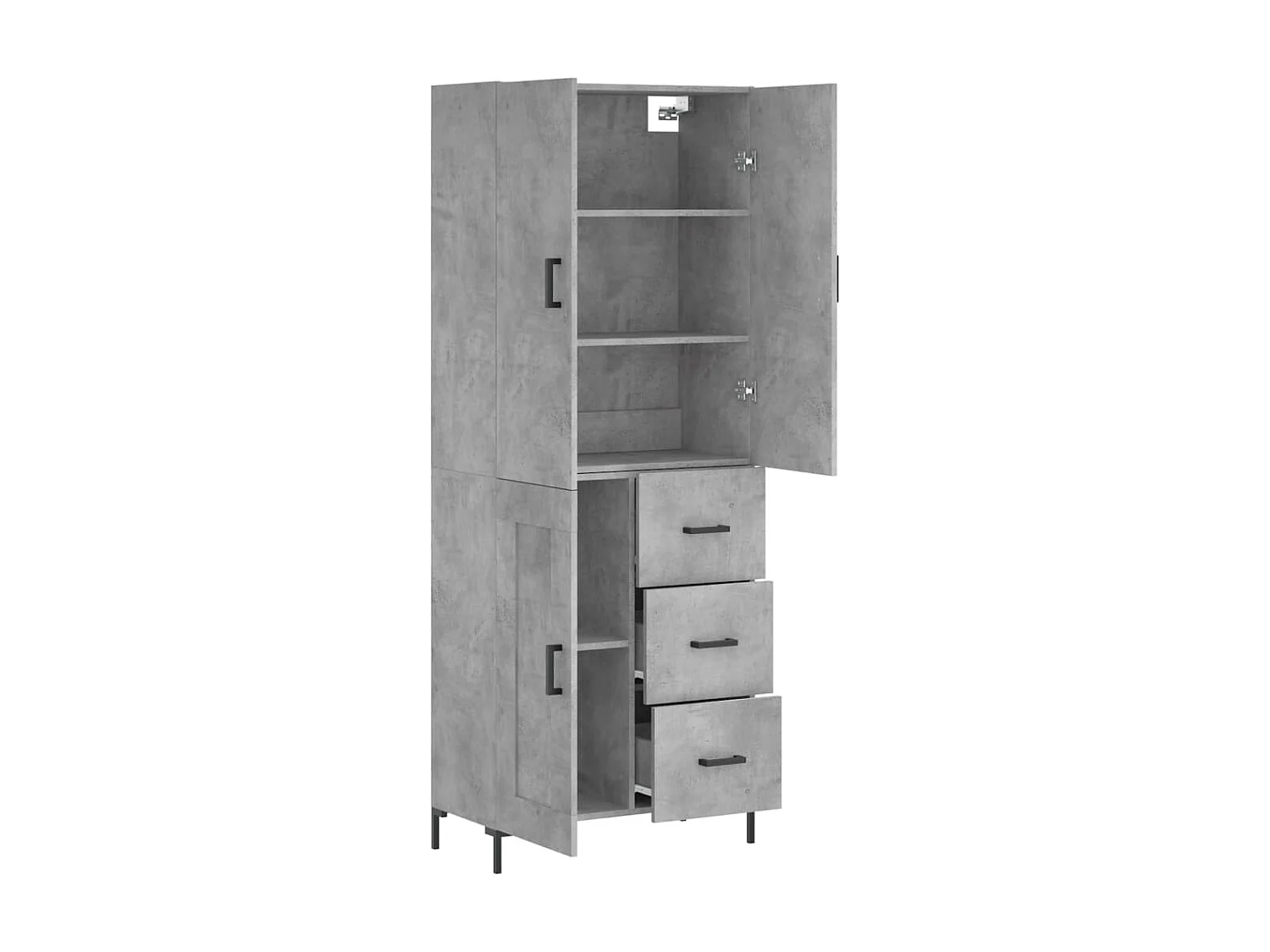 Buffet haut Gris béton 69,5x34x180 cm Bois d'ingénierie QWE67028
