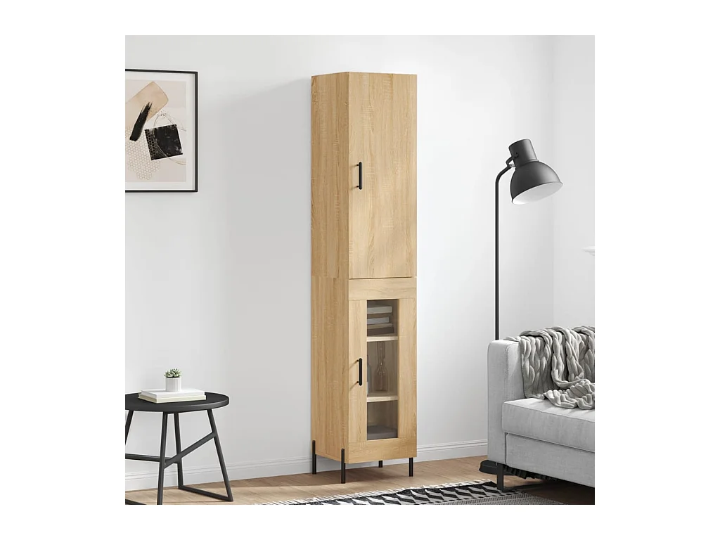 Highboard,Kommode Sonoma-Eiche 34,5x34x180 cm Holzwerkstoff -gkd274080