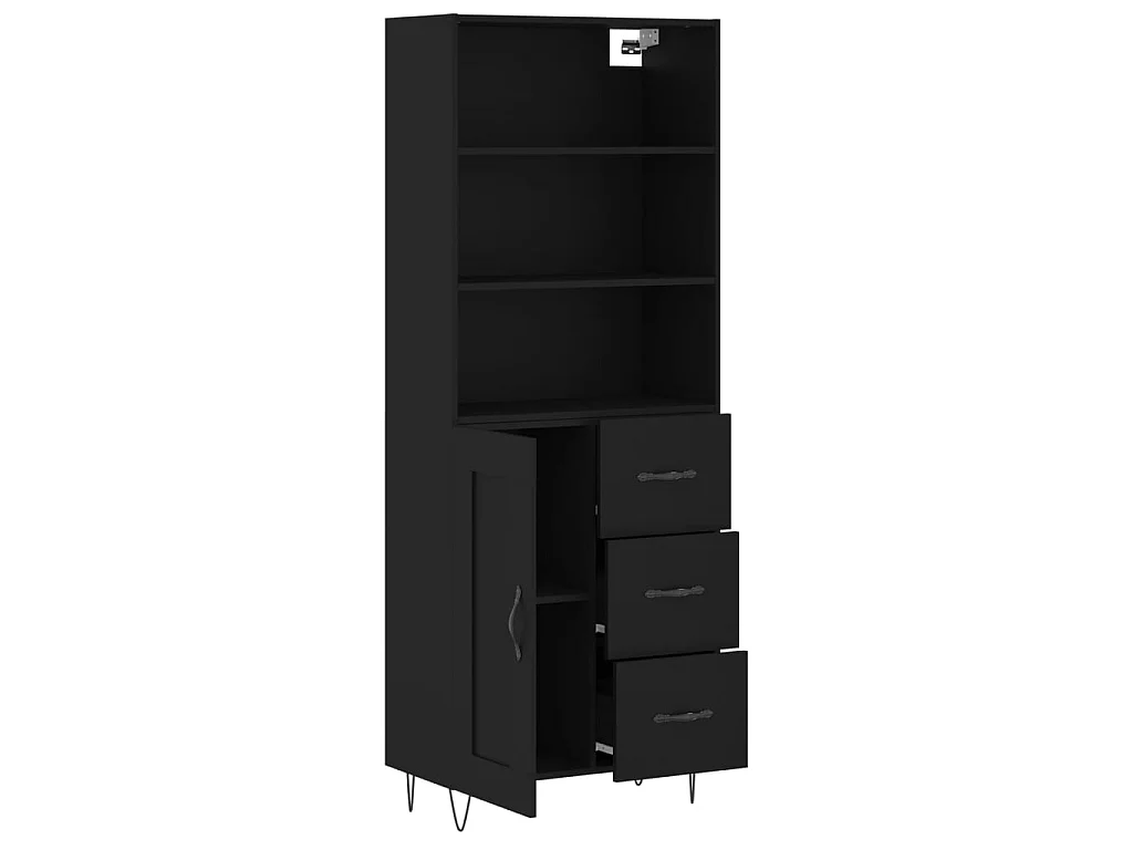 Aparador alto 69,5x34x180 cm derivados de madeira preto PT232227