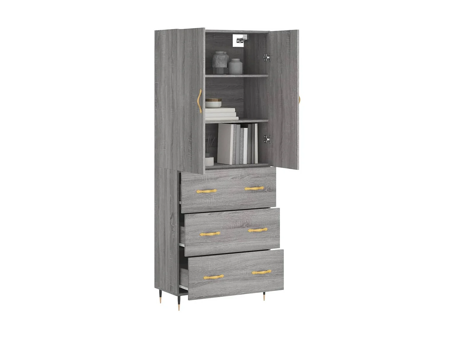 Buffet haut Sonoma gris 69,5x34x180 cm Bois d'ingénierie QWE70257