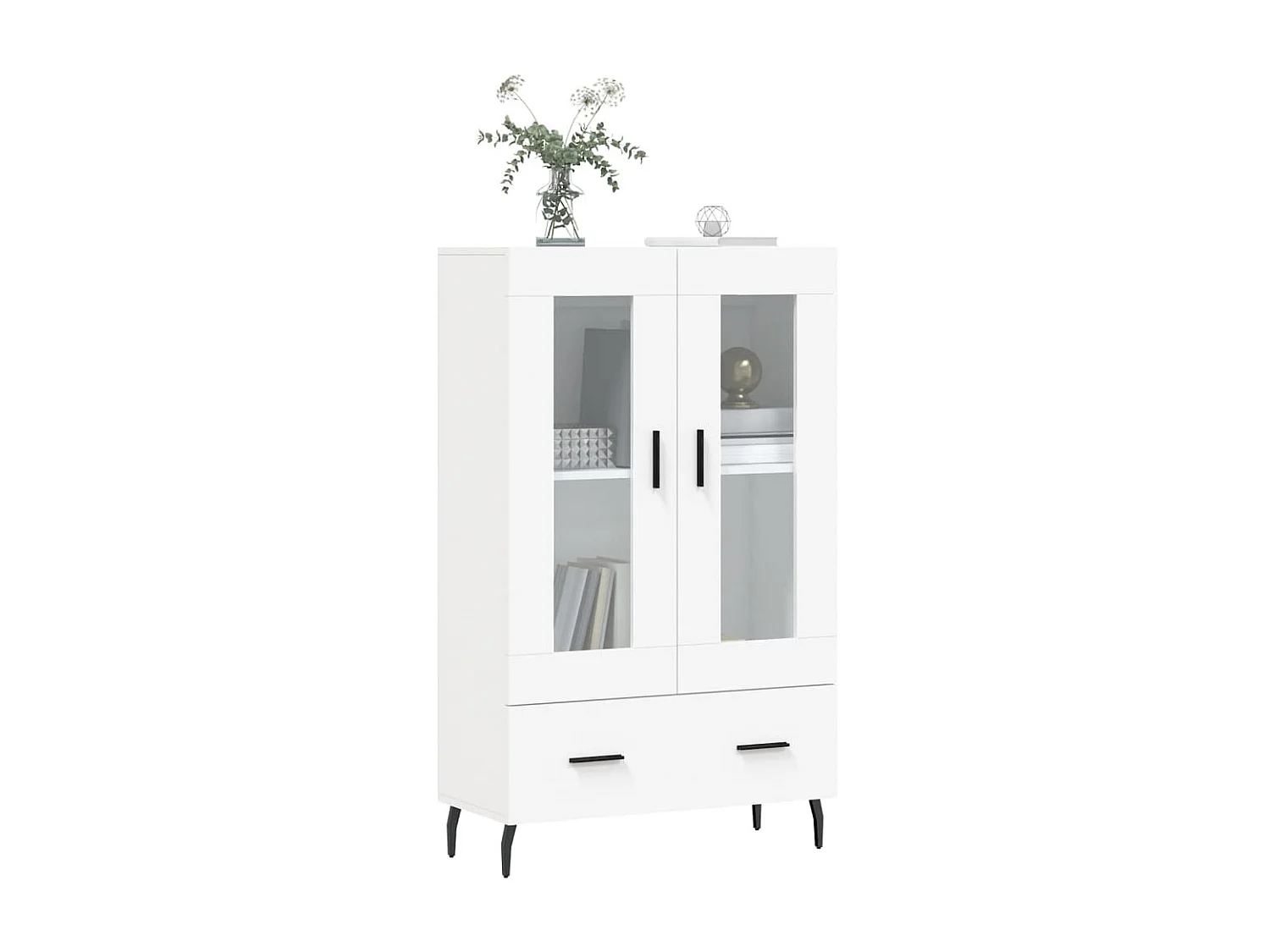 Buffet haut blanc 69,5x31x115 cm bois d'ingénierie QWE26648