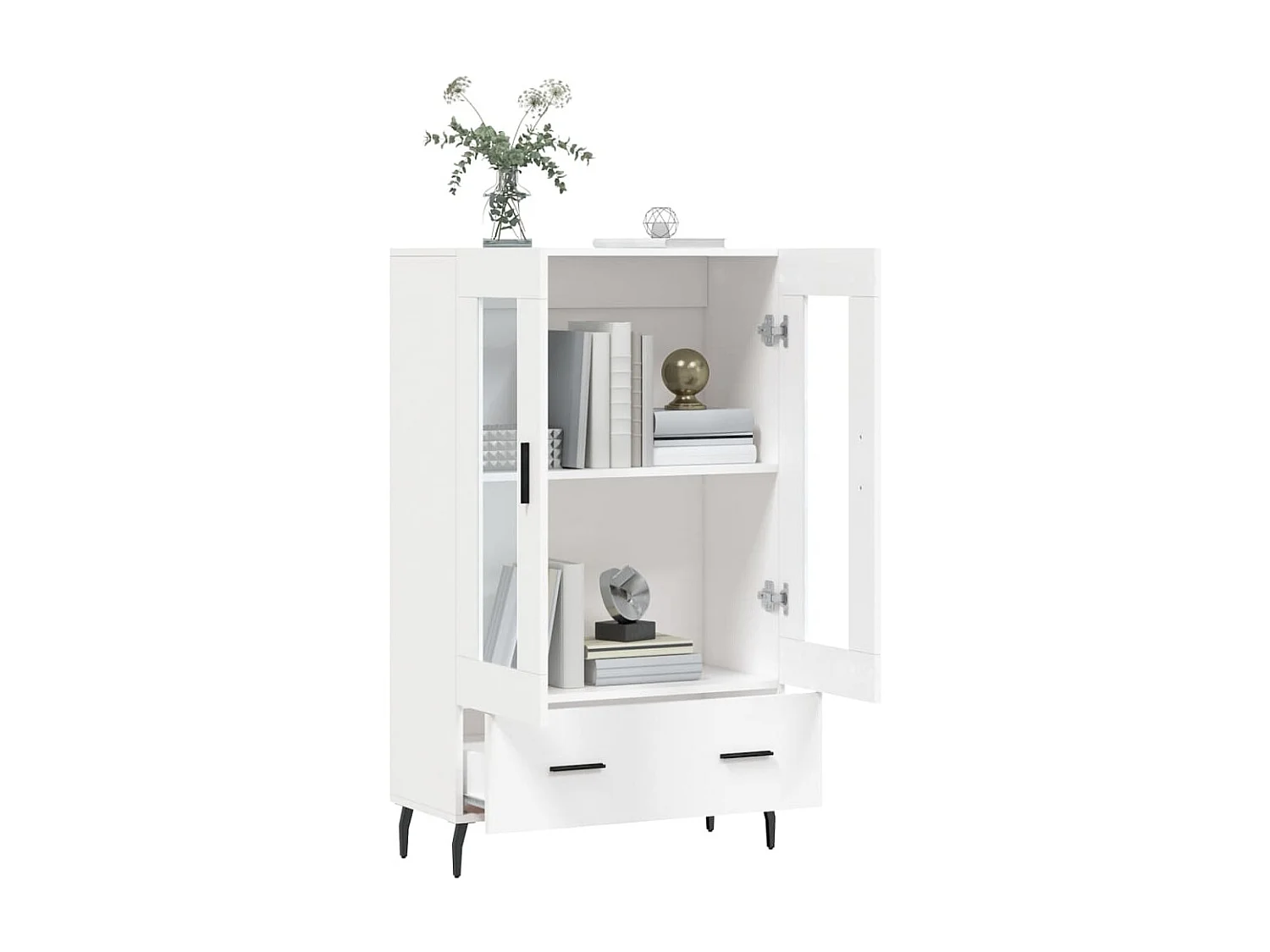 Buffet haut blanc 69,5x31x115 cm bois d'ingénierie QWE26648