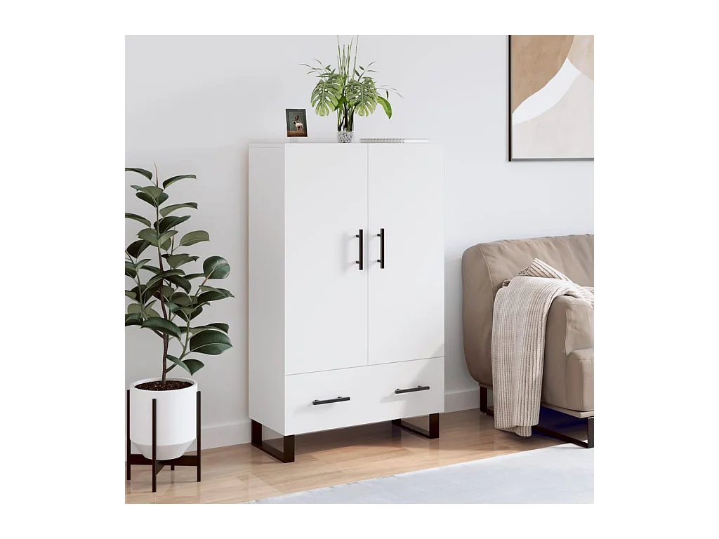 Buffet haut blanc 69,5x31x115 cm bois d'ingénierie QWE37645