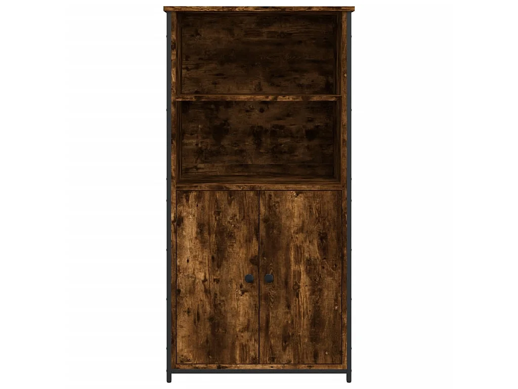 Buffet haut chêne fumé 62x36x121,5 cm bois d'ingénierie QWE98336